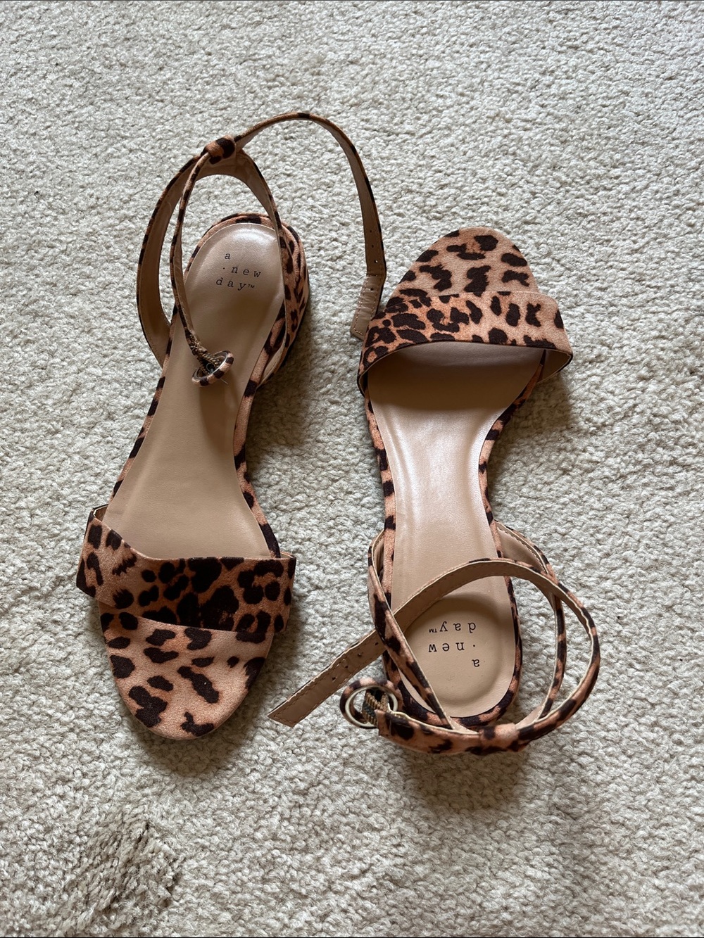 a new day Leopard Print Ankle-Strap Sandals - Brown/Black